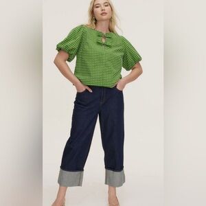 Kate Spade Women’s High Rise Wide Cuff Denim Capri. Size 2